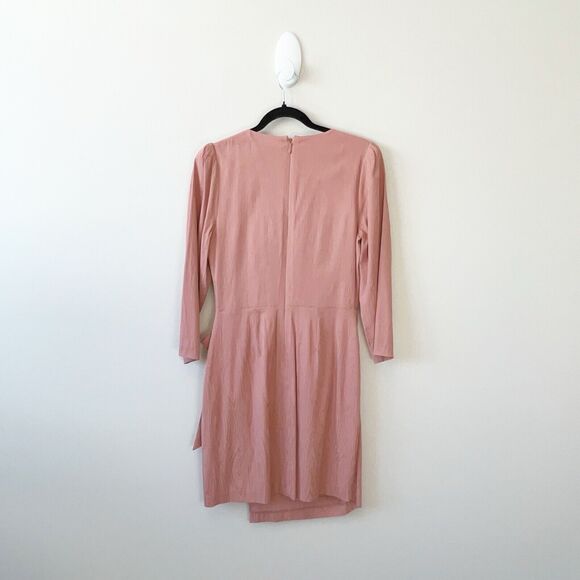 BCBGMAXAZRIA Cameo Faux Wrap Dress Cocktail Pink Bow Detail Coquette Size 6 - Picture 4 of 15